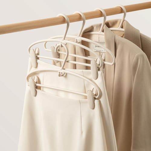 KunpengZen 5 Stück Kleiderbügel - Hosenbügel Klemmbügel platzsparend! Universalbügel mit Klammernsteg für T-Shirts, Hosen, Röcke und Tops. Hochwertige Antirutsch-Beschichtung, 34 cm