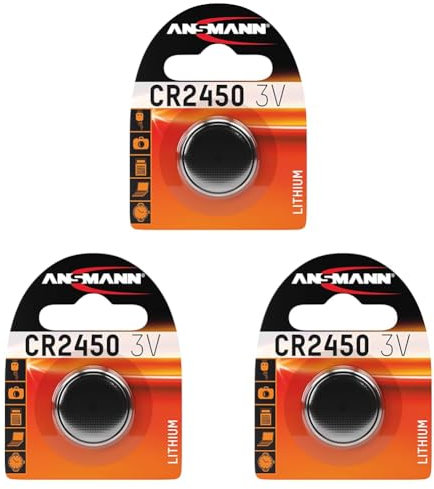 ANSMANN Pile Bouton Lithium CR2450 3V 630 mAh (1 PCE) – Pile Plate idéale pour Calculatrice de Poche, clé de Voiture, Ouverture de Garage, etc. – Pile Lithium puissante et résistante (Lot de 3)