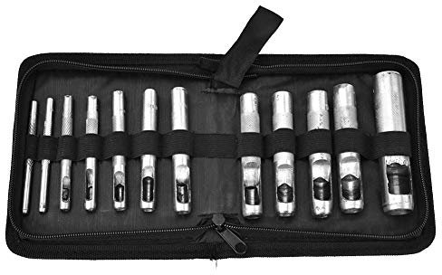 MOZUO 12 Stück Locher für Lederarbeiten, hohles rundes Stanzwerkzeug für Uhrenarmbänder, Gürtel, Leinwand, Papier, Gummi, weiches Material