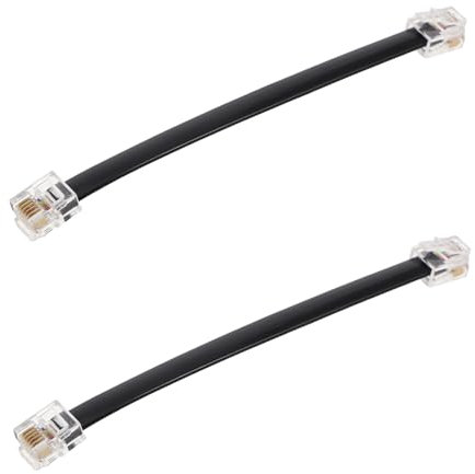 DOITOOL 2pcs Flat Telephone Line Panel Connection Cable Short Cable Male to Male High Durability Easy Wiring Home Office