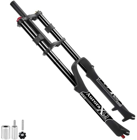 LYYCX AuroraXQ Fourche à Suspension pour VTT DH 26 27.5 et 29 Pouces AIR-32 Double Épaule Tube Droit 1-1/8 Fourche Avant Vélo en Descente Ajuster Rebond(Noir,29 Pouces)