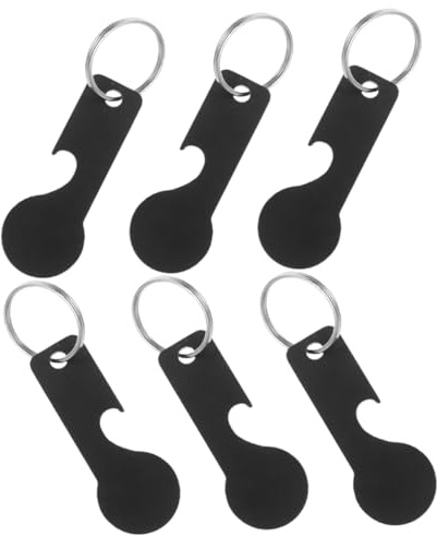 COMPUKAS 6pcs Stainless Steel Bottle Opener Keyring for Shopping Trolley