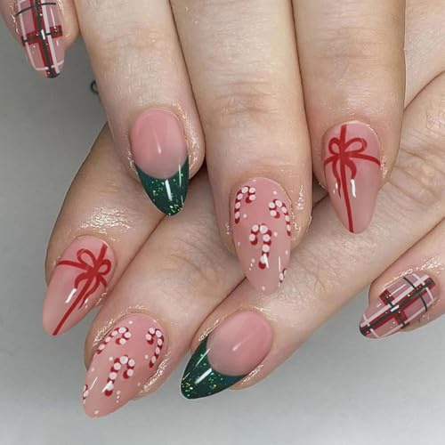 JMEOWIO Nagelfolie UV Härtend Weihnachten Glitzer French Tip UV Gel Nail Strips Nagelsticker Nagelaufkleber Nail Art Dekoration Nageldesign Zubehör