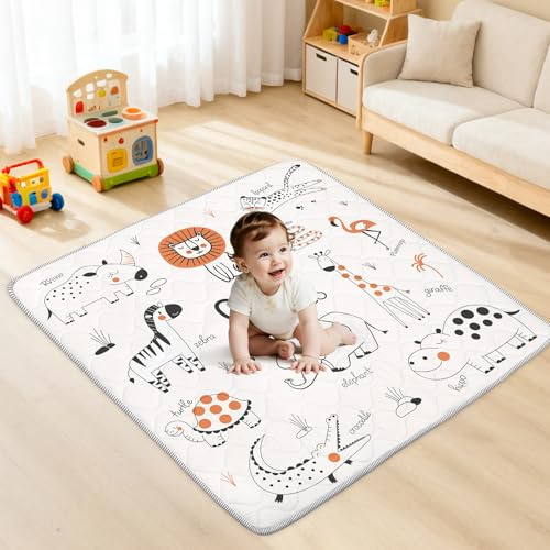 Tapis de Juego Bebé 127×127cm Alfombra Actividades con Acolchado Grueso