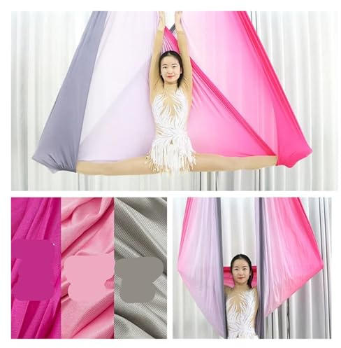 Aerial Yoga Hammock Aerial Yoga Hammock Set Fitness Pilates Silk Fabric Swing 5. Yards(Gray pink)