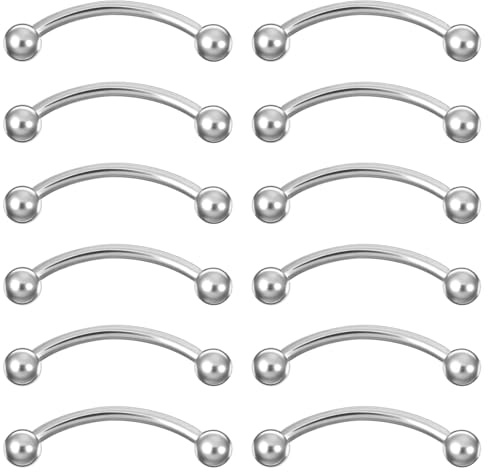 Yolev 12pcs Curved Barbell Piercing 16g Rook Piercing Jewellery With 3mm Balls Eyebrow Rings Stainless Steel Rook Earring for Helix Daith Tragus Ear Nose Eyebrow Septum Jewelry