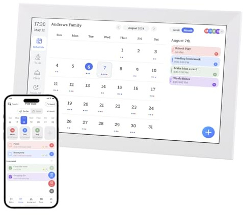 Gugxiom Digitaler Kalender, 15.6 Digitaler Wandkalender Touchscreen, WIFI Elektronischer Wandkalender Familienplaner, Intelligenter Tischkalender für Organisation Hause Tägliche Planung (Weiß)