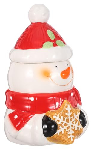 TOYANDONA Keramik Weihnachtskeksdose mit Luftdichtem Deckel Schneemann-design Festliche Süßigkeitenbox für Küche Vielseitiger Vorratsbehälter für Plätzchen Weihnachtsdeko und Naschereien