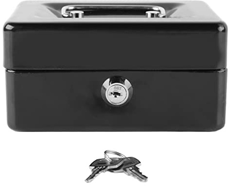 Haofy Geldkassette aus Metall mit Schloss und 2 Schlüsseln. Sichere Aufbewahrung für Geld, Dokumente, Wertsachen zu Hause, Im Büro, Im Auto