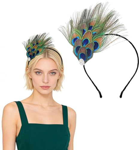 Pfauenfedern Haarschmuck,Pfau Haarschmuck,Pfau Kopfschmuck,Haarreif Karneval,Pfaus Accessoires,Pfauenfeder-Kopfschmuck,Pfauenfeder-Haarreif,für Karneval,Fasching,Mottoparty,Halloween