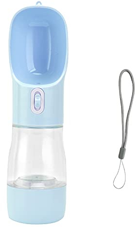 Mtlavishness Botella de Agua para Mascotas y contenedor de Alimentos 2 en 1 Botella para Beber para Perros con diseño a Prueba de Fugas Dispensador de Agua portátil para Mascotas (Azul)
