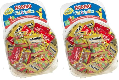 Haribo Mini Selection, Caramelle Gommose, Gusto Frutta, Ideali per Feste - 150 Bustine Da 12gr [1800gr] (Confezione da 2)