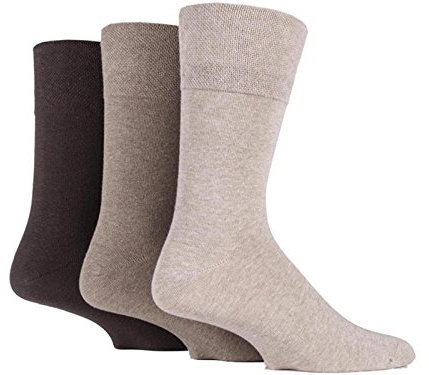 6x Pairs of Mens Plain Gentle Grip Non-Elastic Socks/UK 6-11 Eur 39-45 (Assorted Brown)