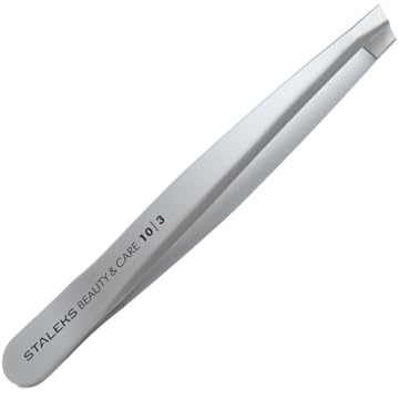 STALEKS Beauty&Care Pinzas para cejas con punta inclinada biselada de acero inoxidable unisex- Pinzas de cejas de precisión para dar forma a las cejas TBC-10/3