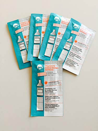 Edelstahlpflege Edelstahlpflegetuch Set mit 5 einzeln verpackten Tüchern für den mehrmaligen Gebrauch für Edstahloberflächen