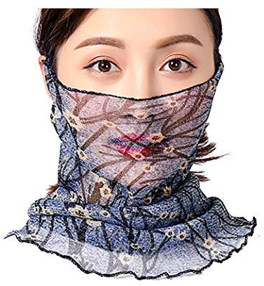 Cheerlife Damen Loop Schal Aufhängend Ohren Mädchen Tuch Halstuch Schlauchschal Halsschutz Sonnenschutzschal Rundschal Seidenschal Abnehmbar Faux Kragen (Blau)