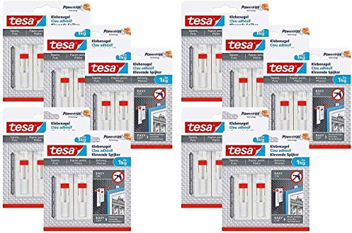 tesa Verstellbarer Klebenagel für Tapeten und Putz/Selbstklebender Nagel von tesa Powerstrips (20 Nägel (1 kg))
