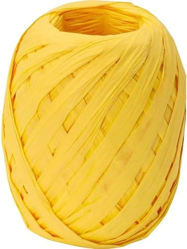 Stewo Raffia Bast Geschenkband,7mm x 30m, gelb, Naturbast gefärbt auf Großrolle, zum Verpacken, Basteln, Dekorieren, Flechten