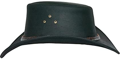 Black Jungle Beagle läderhatt, västerländsk hatt, australienhatt, cowboyhatt, svart, M