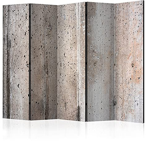 murando Akusticher Raumteiler Betonoptik Foto Paravent 225x172 cm beidseitig auf Vlies-Leinwand bedruckt Akustikschaum Trennwand Spanische Wand Sichtschutz Home Office 3D Effekt Loft grau f-B-0017-z-c