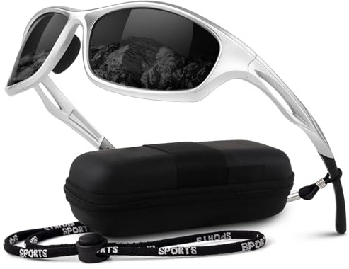 LINVO solglasögon män polariserade speglade TR90 sportglasögon bilkörning fiske cykelglasögon med 100 % UV400 skydd Cat 3 CE