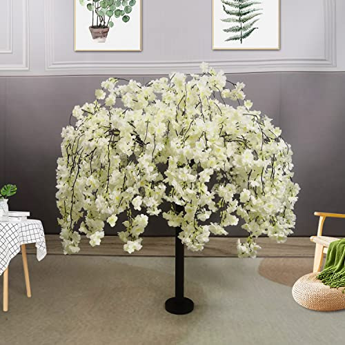 ZMHLHYJY Artificial Cherry Tree Weeping Cherry Tree White Cherry Tree for Indoor Outdoor Home Office Party Table Center Wedding