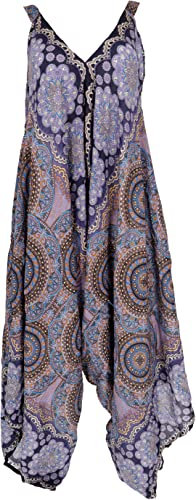 GURU SHOP Boho Jumpsuit, Mandala Sommer Overall, Oversize Strand Hosenkleid - Flieder, Damen, Synthetisch