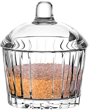 Pullmer Azucarero de cristal redondo con tapa, azucarero de cristal, 200 ml (azucarero Venus)
