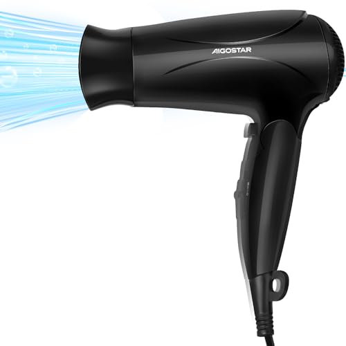 AIGOSTAR Secador de Pelo 2400W con Negativos Iones y Plegable, 2 Velocidades + 3 Temperaturas + Botón de Aire Frío, Secado Rápido y Cuidado del Cabello, Portátil para Viajes