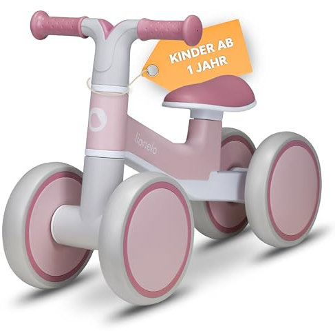 LIONELO VILLY Kinder Laufrad für 12-36 Monate Baby bis 30 kg, Lauflernrad Spielzeug mit 4 Räder, vordere Dämpfung, ergonomischer Sitz, Erst Rutschrad Fahrrad für Mädchen und Jungen