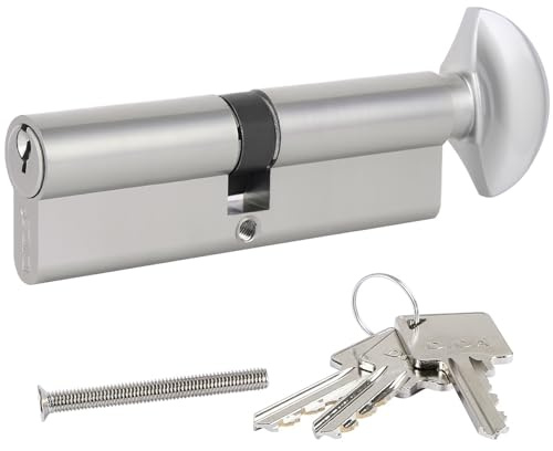 DIDA® 100mm(50T/50) Thumb Turn Euro Cylinder Lock,UPVC Barrel Lock with 3 Keys Anti-Pick,Anti-Bump,Anti-Drill,High Security,Nickel Finish,Suitable for All Door Types,BS EN 1303:2005