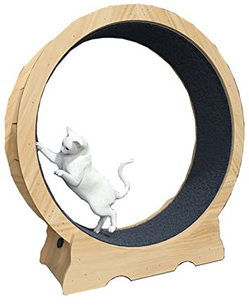Laufrad für Katzen, Katzenlaufrad aus Holz für Hauskatzen, Laufband für Katzen mit geräuschlosen Rollen, Fitness, für längere Lebensdauer (Größe: M)
