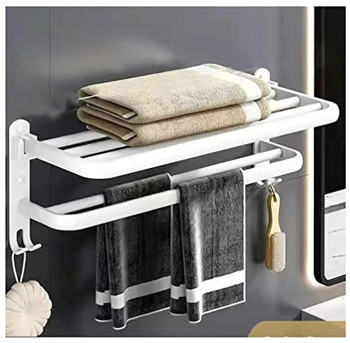 Faltbarer Handtuchhalter Handtuchstange Handtuchhalter Edelstahl Starkes Badezimmer Wandmontage-Typ Kein Loch Montage Loch Bohren Installation Toilette Küche (Farbe: Weiß-A, Größe: 60 cm)