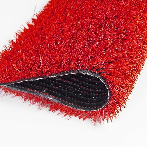 Realistischer Kunstrasen, fusselfreier Rasenteppich für den Außenbereich, Kunstrasenteppich mit Entwässerungslöchern für Gartendekoration, anpassbar (Farbe: Rot, Größe: 0,8 x 1,2 m