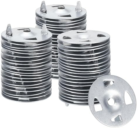 PATIKIL 32mm Insulation Washers, 300pcs Metal Insulation Washers Foam Board Fasteners Perforated Plaster Washers Galvanized Steel 1-1/4in for Foam Board Fixing Fastening Wall Ceiling