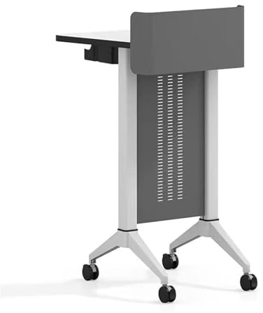 Rednerpult Tragbares Podium, stabile Rednerpulte aus Holz und Kohlenstoffstahl, kleiner mobiler Podiumsständer mit Rädern, Kanzeln im Lünettendesign, langfristige Nutzung Benutzen Sie es überall