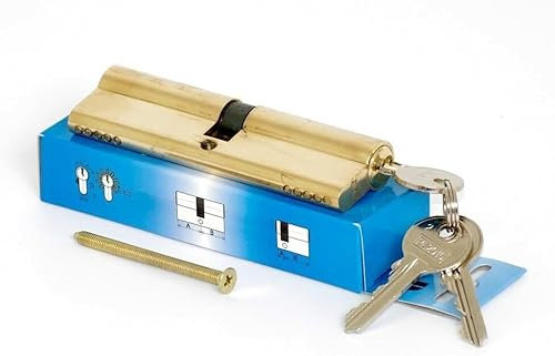 pokm toolsmarket - Zylinderschloss 60/60 mm, mit 25 Schlüssel, Türschloss aus Messing, Profilzylinder EU- Produktion, von 3 bis 50 Schlüssel zur Auswahl, Schloss für Haustür