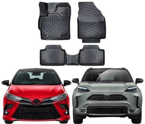 Rizline 3D Fussmatten für Toyota Yaris Cross 2020-2024 | Gummimatten aus TPE Gummi, Passgenau, Wasserdicht, Hoher Rand, Rutschfest, Leicht zu Reinigen