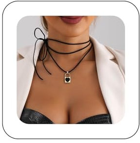 Allereya Vintage Layered Velvet Choker Necklace Black Love Lock Choker Necklace Padlock Pendant Necklace Boho Gold Lock Necklace Jewelry for Women and Girls