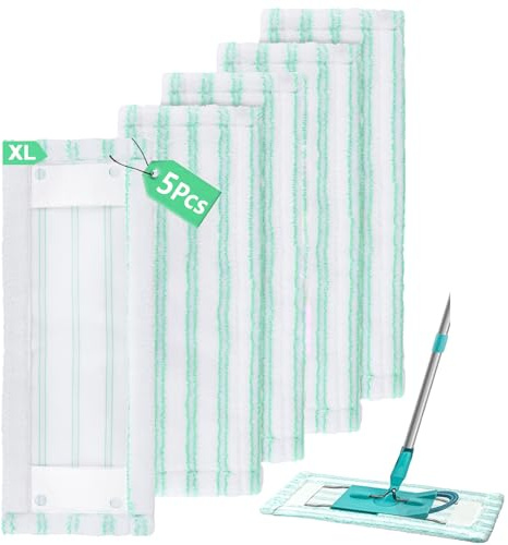 Sgizoku 5 Stück Bodenwischer Ersatzbezug Kompatibel mit Leifheit Profi XL Micro Duo - 48x18cm Moppbezug Ersatz für Profi XL Cotton Plus Mopp - für 40cm Bodenwischer - für alle Böden