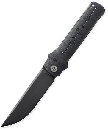 Petrified fish PFB04 Tena Cuchillo Plegable 3,82 inch Cuchilla de satén de acero D2 G10 Mango EDC cuchillo de bolsillo (Black Black Stonewashed)
