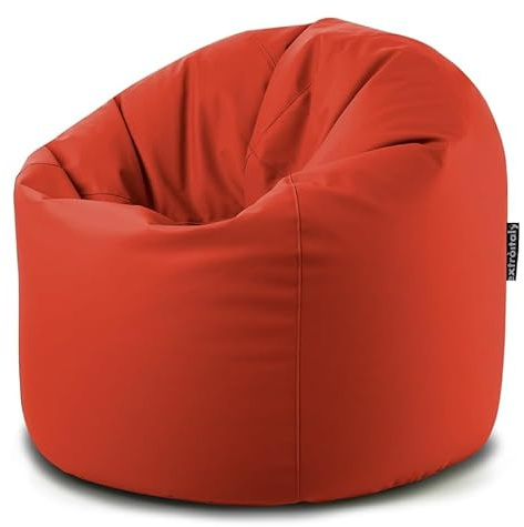 extroitaly Pouf Sacco XXL (Rosso) Poltrona in Ecopelle Idrorepellente di Alta Qualita' diametro cm.95 schienale cm.h.130 Riempimento Incluso Cuciture Ribattute Cerniera sul Fondo