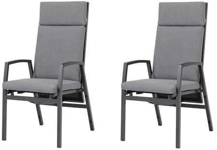 Gardissimo 2 x Dining Terrassenstuhl Vigo Move Verstellbarer Stapelsessel | inkl. Auflage