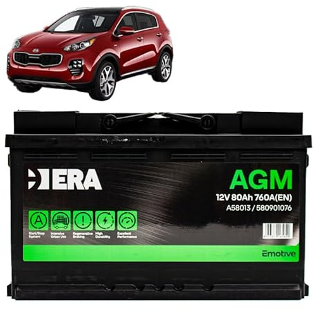 Batteria 80Ah A.G.M. per Kia Sportage 1.6 1.7 2.0 CRDI gasolio 2015+