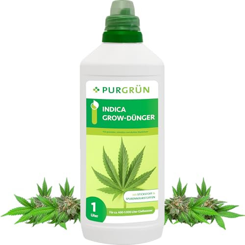 Purgrün® Indica-Grow-Dünger 1 Liter – Schnell wirksame organisch-mineralische Rezeptur – Flüssigdünger für Indoor & Outdoor – NPK 7+5+6 – Wachstumsdünger in Premium-Qualität – Mit Guano & Magnesium