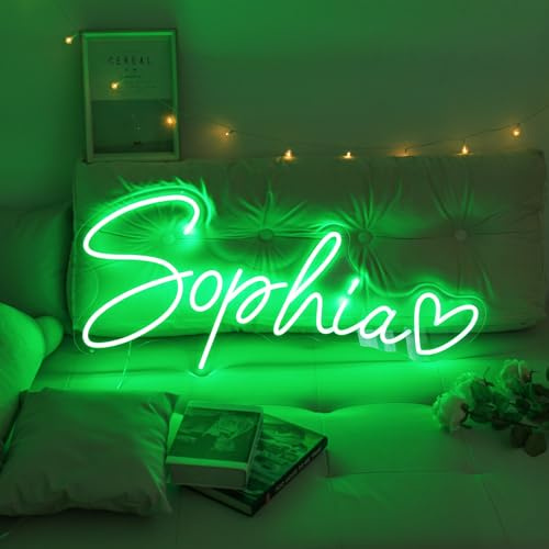 Neon Schild Personalisiert Led Namensschild Custom Neon Signs für Wanddekoration Hochzeit Geburtstag Party Schlafzimmer Bar (grün)