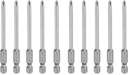 sourcing map Lot de 10 embouts de tournevis cruciformes PH1 à tige hexagonale de 80 mm de long magnétique en acier S2 de qualité industrielle Tige de 4 mm