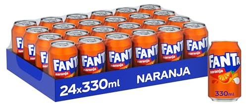 Fanta Naranja, Refresco de Naranja Elaborado a partir de Zumo, Bajo en Calorías- Pack 24 Latas 330 ml