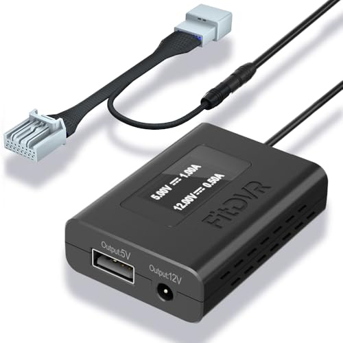 FitDVR Adattatore di alimentazione per videocamere da cruscotto (16 pin) adatto per Honda, alimentazione USB con display a LED, collegamento allo specchietto retrovisore, uscita 5V 12V, D3-029