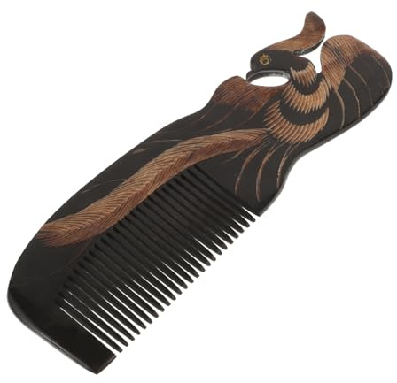 FRCOLOR Natürlicher Oxhornkamm Mit Feinen Zähnen Elegantes Pfauenmuster Glättender Haarkamm Massagekamm Für Damen Und Herren Handgefertigt Nahtlos Für Vielseitige Haarpflege Und Tägliche a